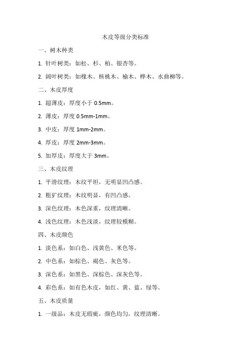 木皮等级分类标准