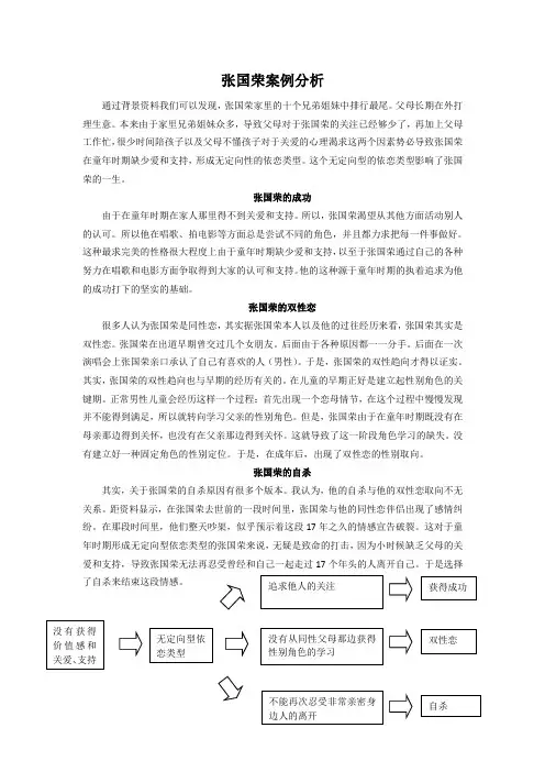 人格心理学案例分析(张国荣)