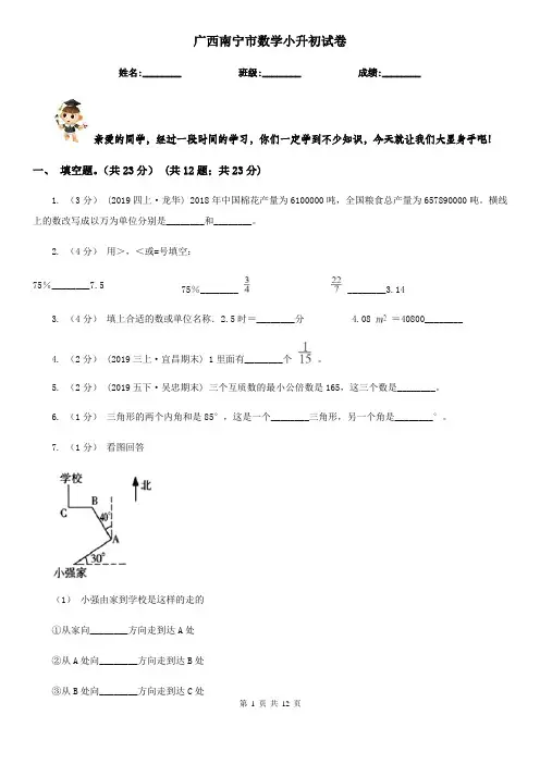 广西南宁市数学小升初试卷