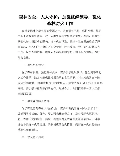 森林安全,人人守护：加强组织领导,强化森林防火工作