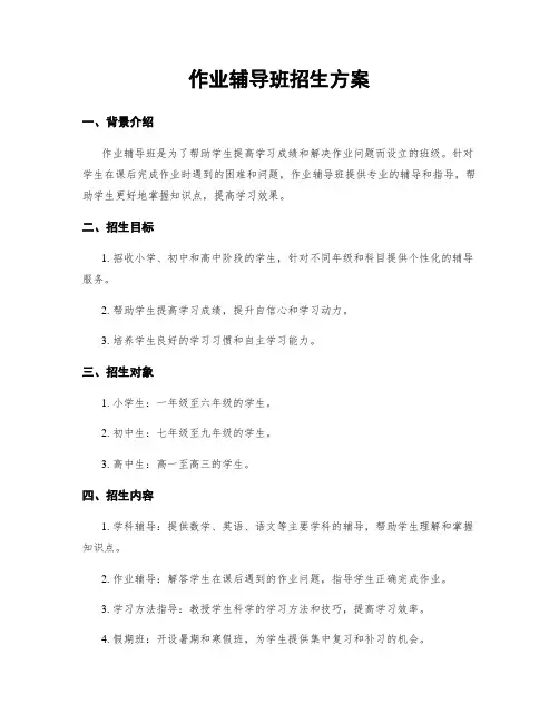 作业辅导班招生方案