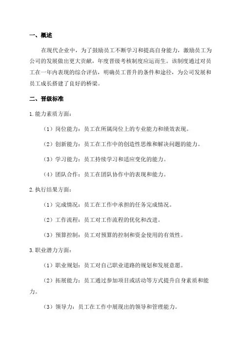 公司年度晋级考核制度