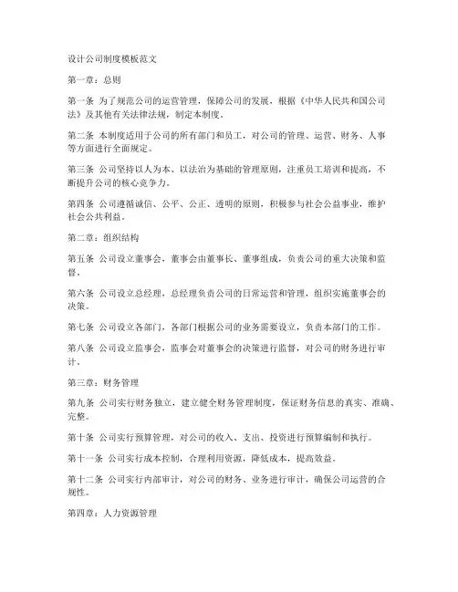 设计公司制度模板范文