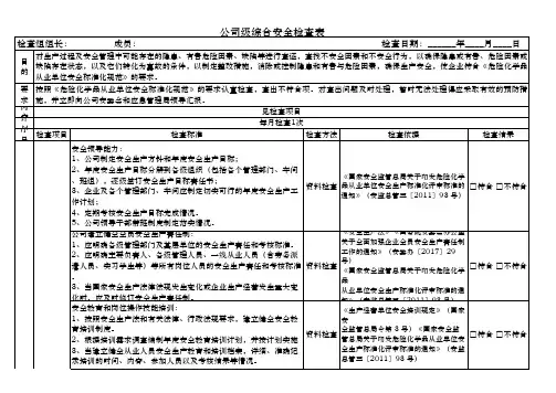 公司级综合安全检查表