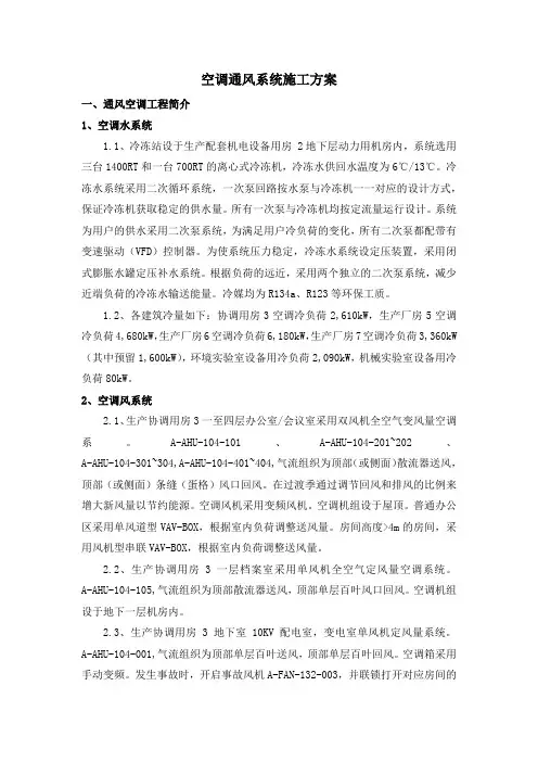 空调通风系统施工方案培训资料