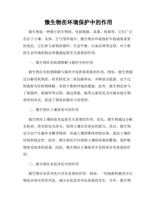 微生物在环境保护中的作用