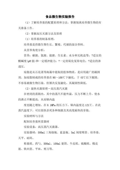 食品微生物实验报告