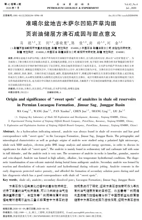 准噶尔盆地吉木萨尔凹陷芦草沟组页岩油储层方沸石成因与甜点意义