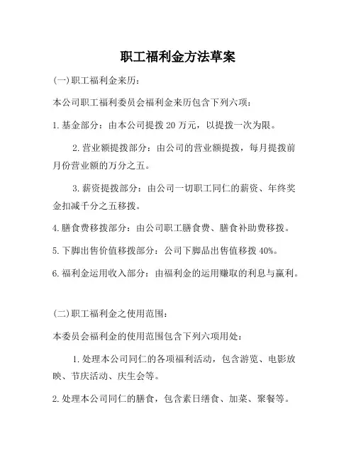 企业管理制度-员工福利金办法草案