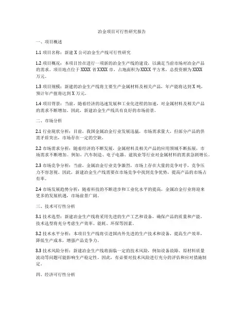 冶金项目可行性研究报告