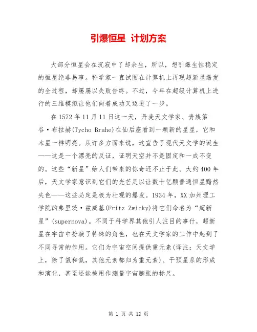 引爆恒星  计划方案  