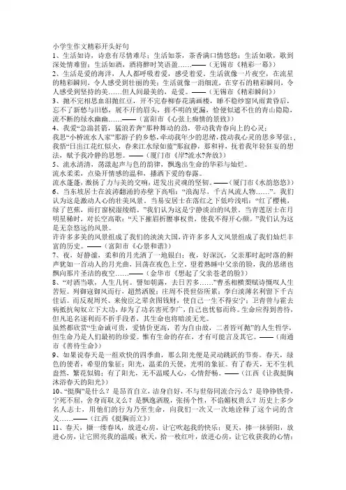 小学生作文精彩开头好句