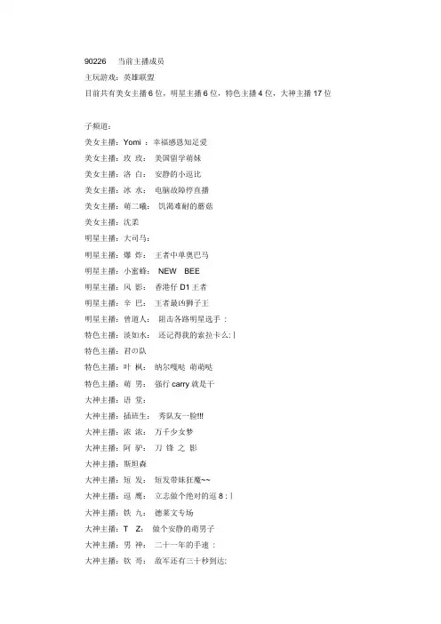 90226   当前主播成员