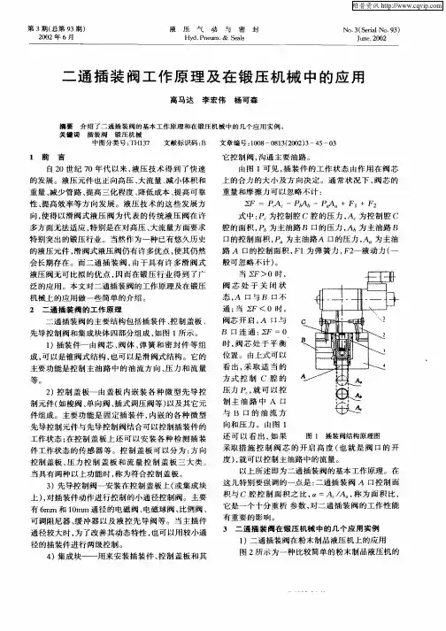 二通插装阀工作原理及在锻压机械中的应用