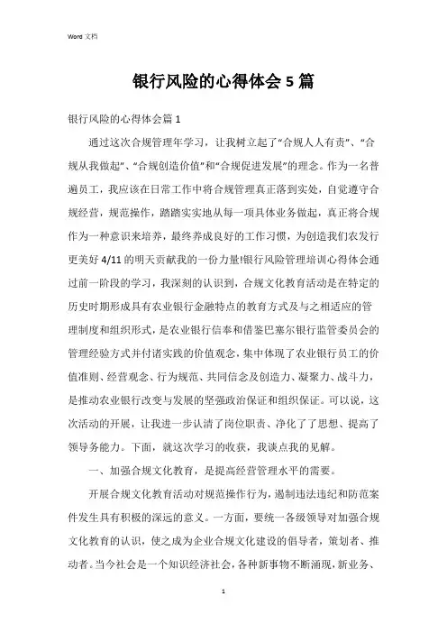 银行风险的心得体会5篇