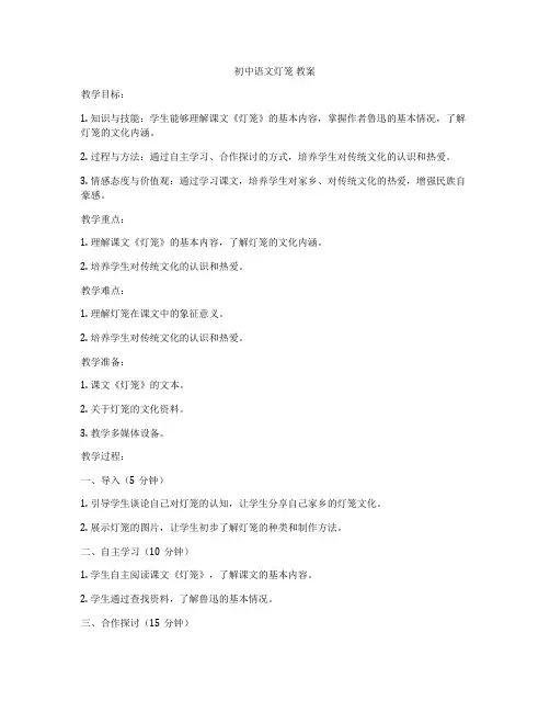 初中语文灯笼 教案