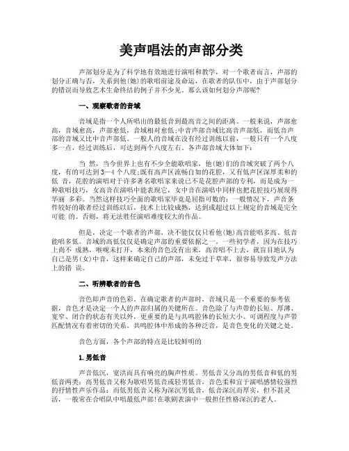 美声唱法的声部分类