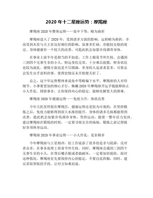 2020年十二星座运势：摩羯座