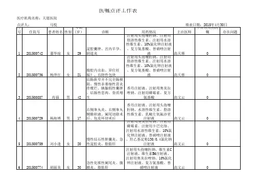 医嘱点评工作表(打)