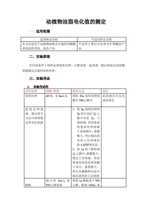 动植物油脂皂化值的测定