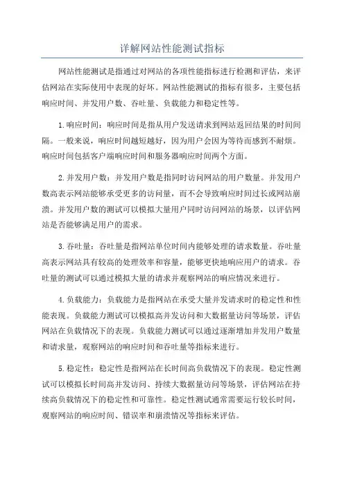 详解网站性能测试指标