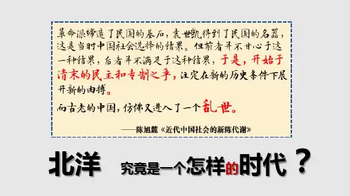 高中历史统编版(2019)必修中外历史纲要上册第20课 北洋军阀统治时期的政治、经济与文化