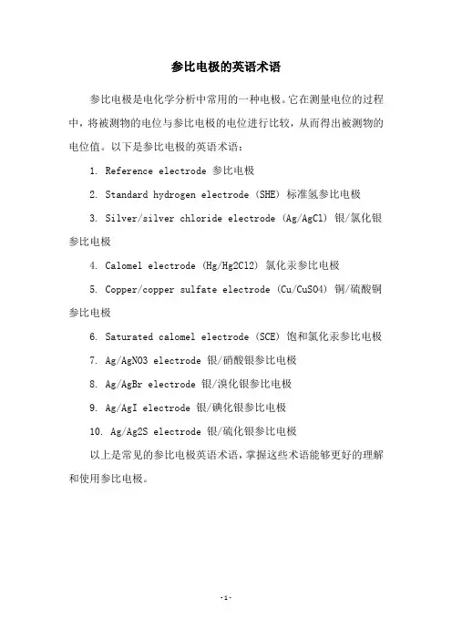 参比电极的英语术语