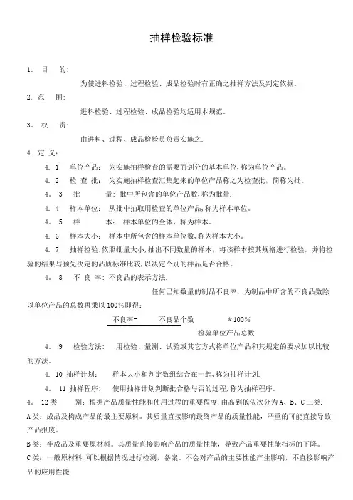 抽样检验标准【范本模板】
