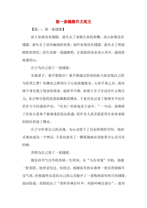 留一条缝隙作文范文