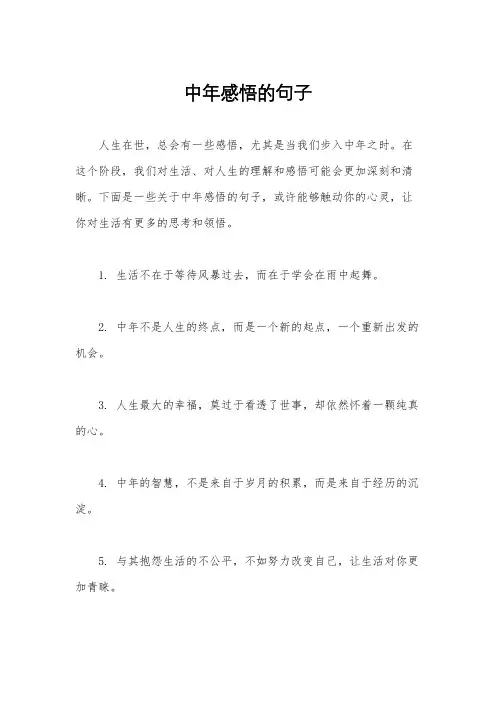 中年感悟的句子