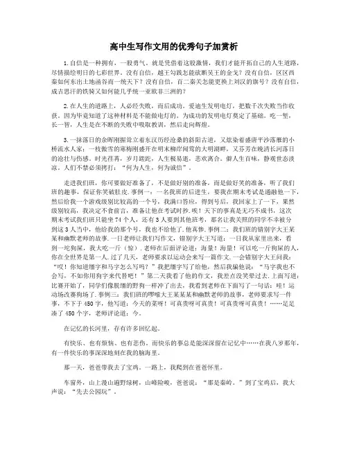 高中生写作文用的优秀句子加赏析