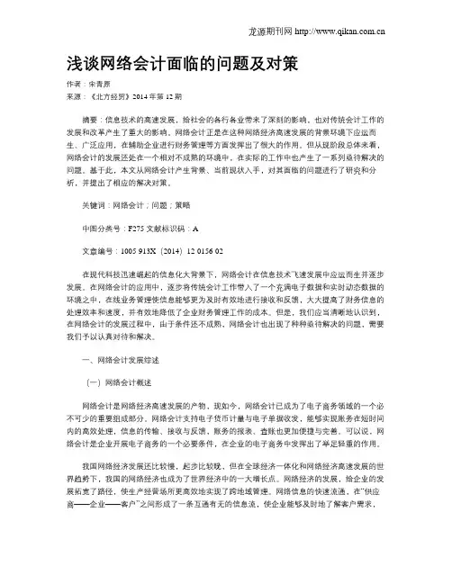 浅谈网络会计面临的问题及对策