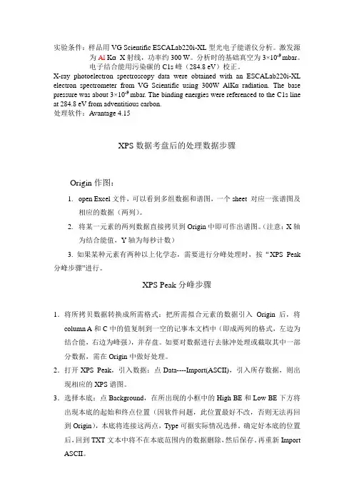 Avantage 4.15软件的XPSPeak分峰步骤