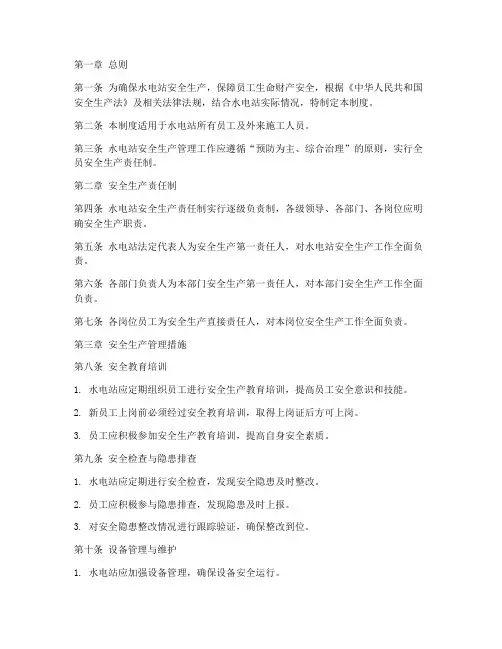 水电站工作安全管理制度