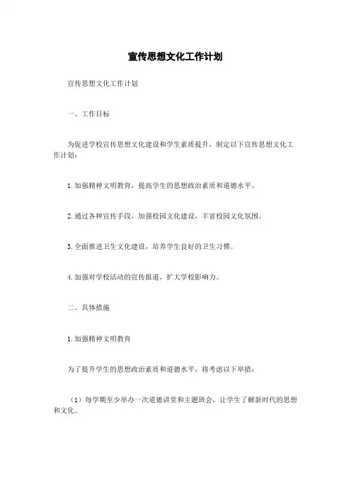宣传思想文化工作计划