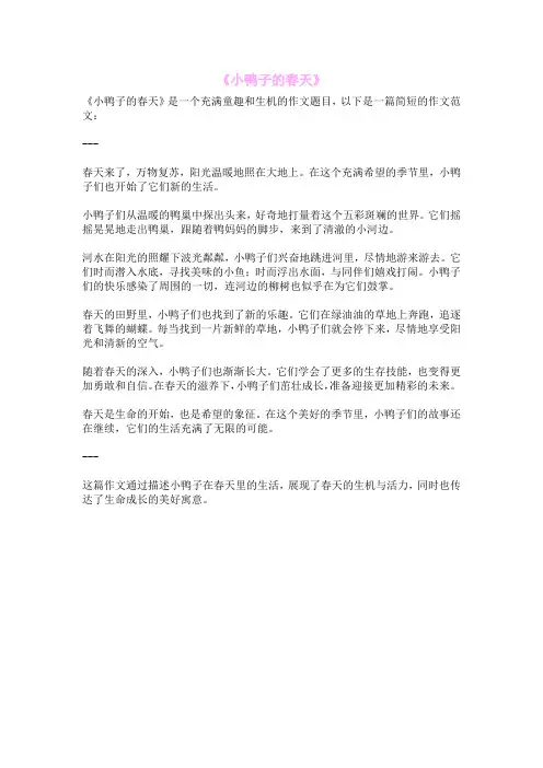 《小鸭子的春天》