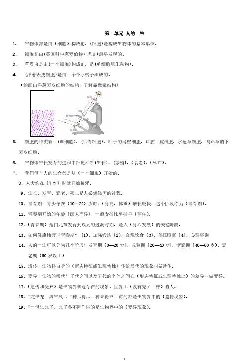 【免费下载】青岛版六年级下册科学全册知识点总结