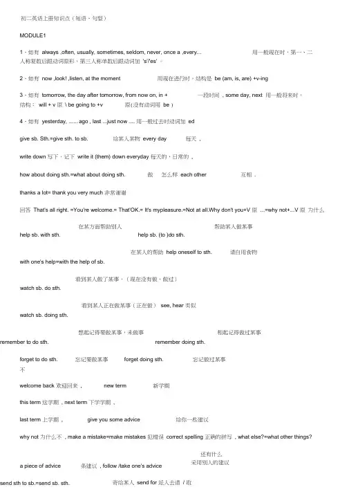 (完整)牛津版深圳初二英语上册知识点,推荐文档