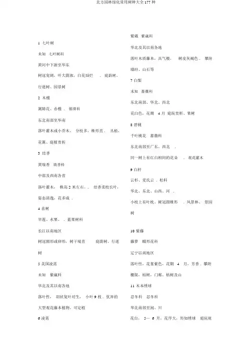 北方园林绿化常用树种大全177种