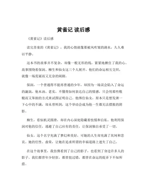黄雀记 读后感