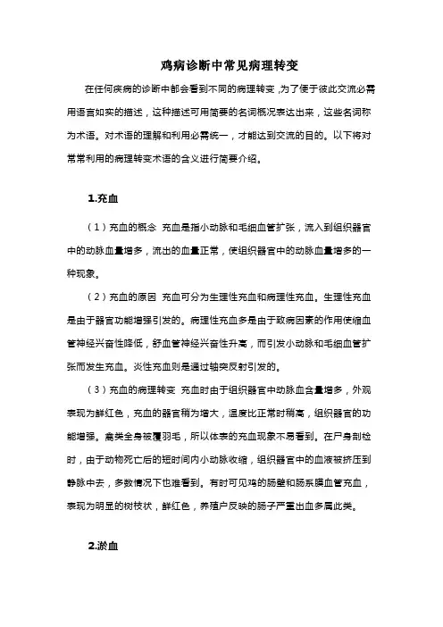 鸡病诊断中常见的病理转变
