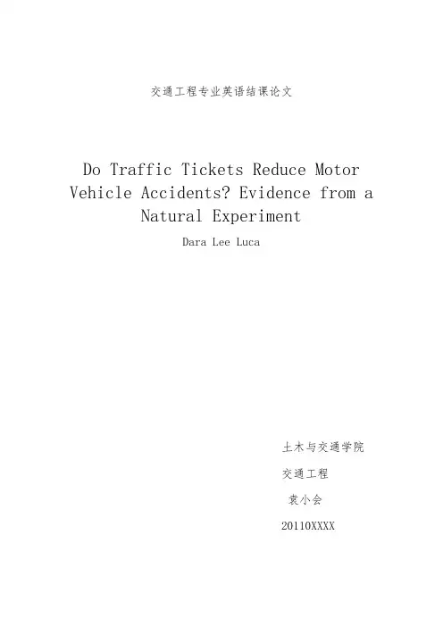 Do Traffic Tickets Reduce Motor Vehicle Accidents