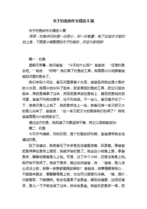 关于钓鱼的作文精选5篇