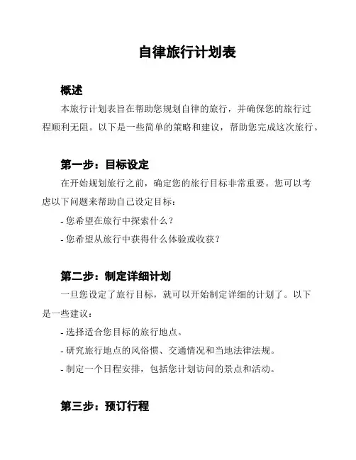 自律旅行计划表