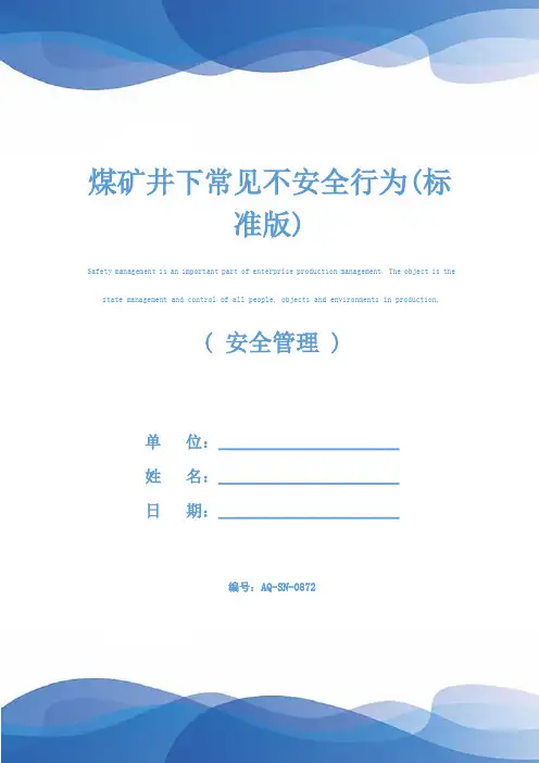 煤矿井下常见不安全行为(标准版)