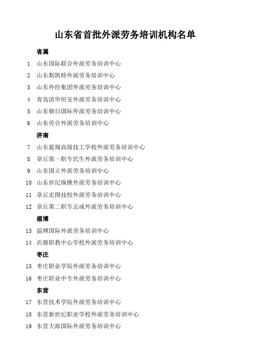 山东省首批外派劳务培训机构名单