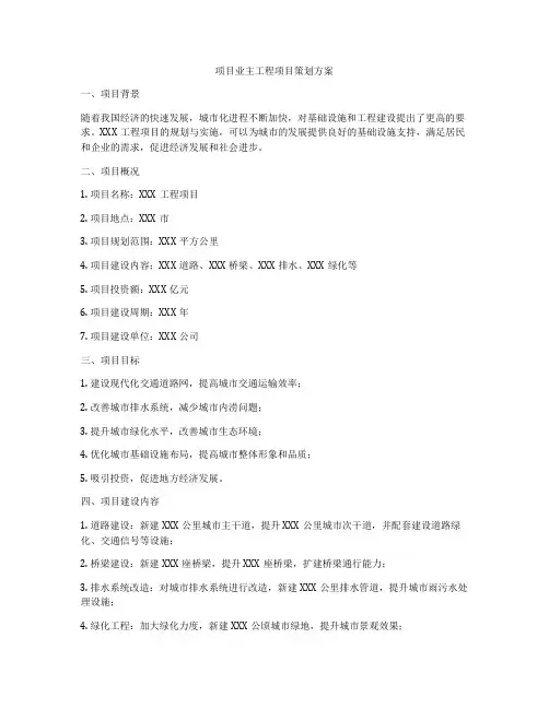 项目业主工程项目策划方案