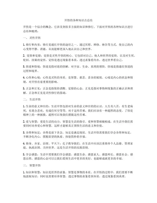 开悟的各种知识点总结