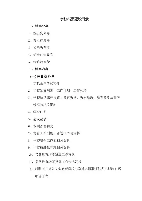 学校档案建设目录