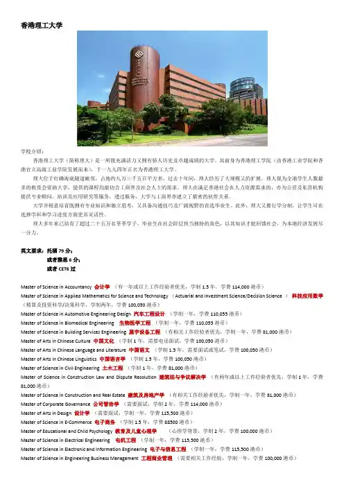 香港理工大学研究生专业申请